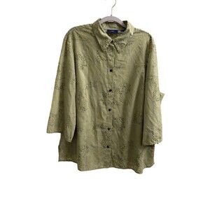 JH Collectibles Women’s Green Paisley Burnout Tunic Sz 2 Casual Office